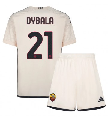 AS Roma Paulo Dybala #21 Segunda Equipación Niños 2023-24 Manga Corta (+ Pantalones cortos)